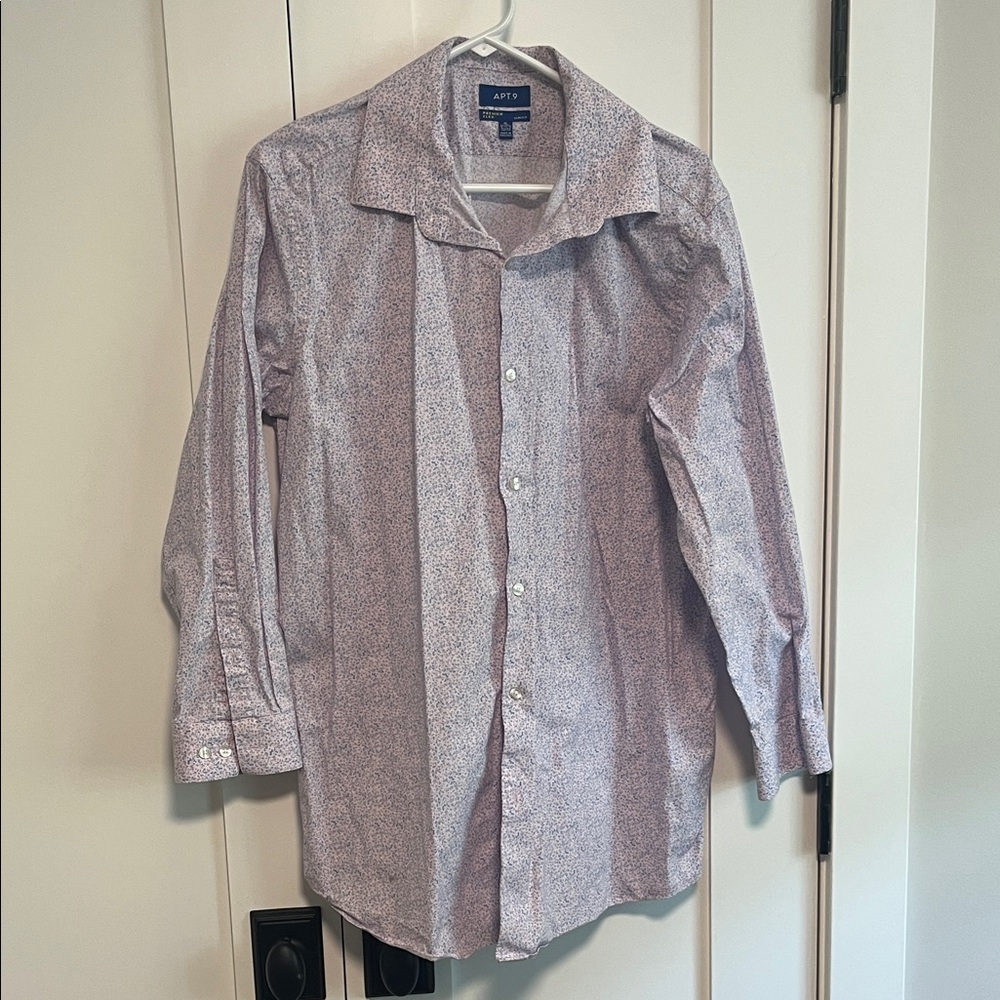 NWOT Apt. 9 Men's XL Slim Fit  Purple Floral Cotton Shirt